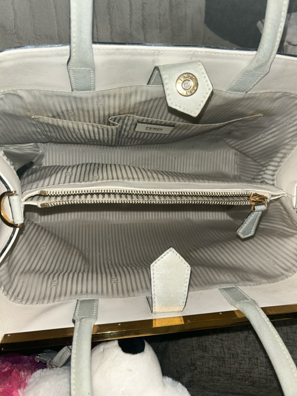 Fendi 2Jours white and rare mint green Medium Tote Bag - Picture 9 of 17